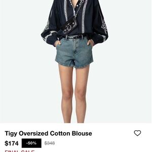 Zadig & Voltaire Gray Oversized Long Sleeve Blouse